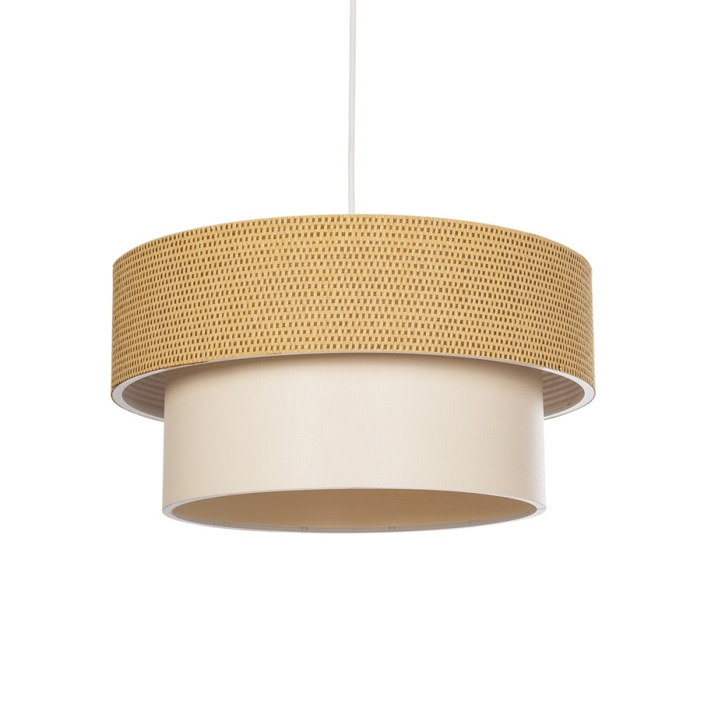 GloboStar® LIVI 203-0174 Μοντέρνο Κρεμαστό Φωτιστικό Καπέλο Μονόφωτο 1 x E27 IP20 Καφέ & Λευκό Ύφασμα - Μ38 x Π38 x Υ95cm