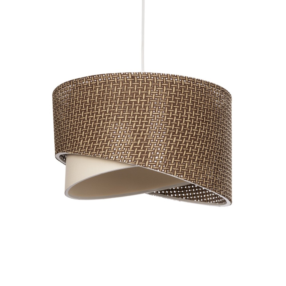 GloboStar® LILI 203-0177 Μοντέρνο Κρεμαστό Φωτιστικό Καπέλο Μονόφωτο 1 x E27 IP20 Καφέ & Μπεζ Ύφασμα - Μ30 x Π30 x Υ95cm