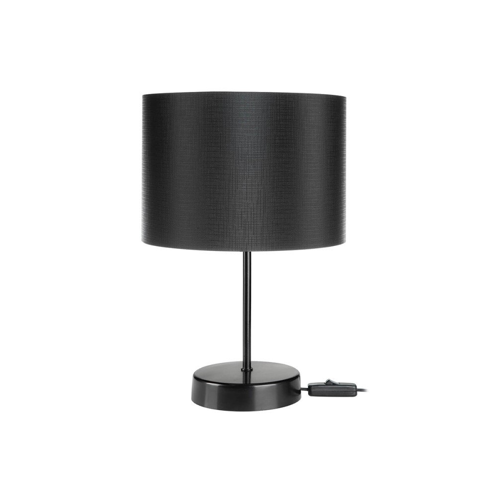 GloboStar® WIZ 203-0178 Μοντέρνο Επιτραπέζιο Φωτιστικό Πορτατίφ Μονόφωτο 1 x E27 IP20 Μαύρο Μέταλλο με Μαύρο Ύφασμα - Μ22 x Π22 x Υ36.5cm