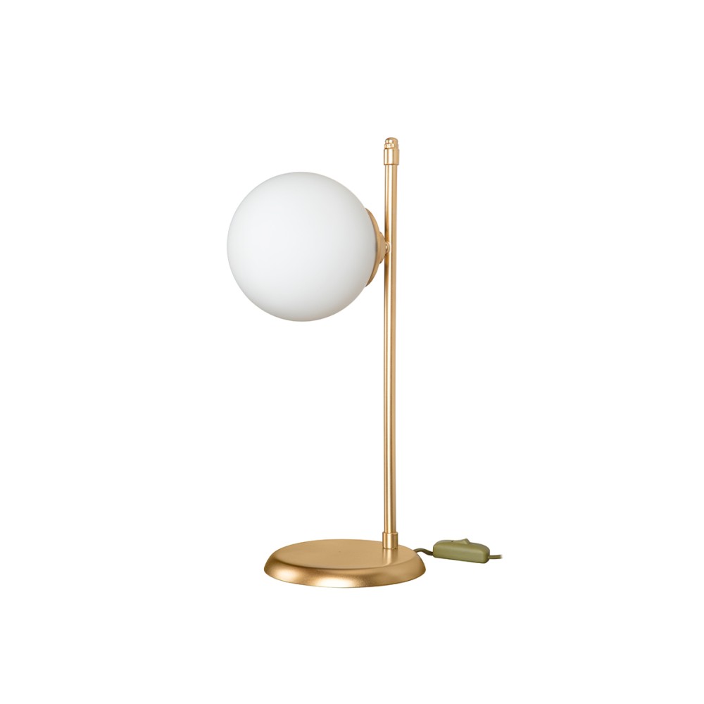 GloboStar® GLOBUS 203-0182 Μοντέρνο Επιτραπέζιο Φωτιστικό Πορτατίφ Μονόφωτο 1 x E27 IP20 Χρυσο Μέταλλο με Λευκό Γυαλί - Μ21 x Π16.5 x Υ45cm