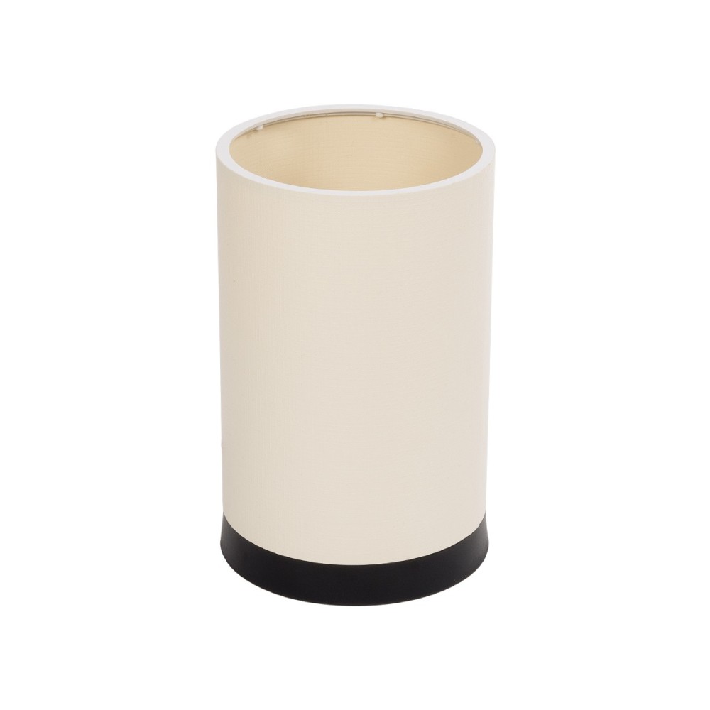 GloboStar® CYLINDER 203-0183 Μοντέρνο Επιτραπέζιο Φωτιστικό Πορτατίφ Μονόφωτο 1 x E27 IP20 Μαύρο Μέταλλο με Λευκό Υφασμα - Μ14 x Π14 x Υ21cm