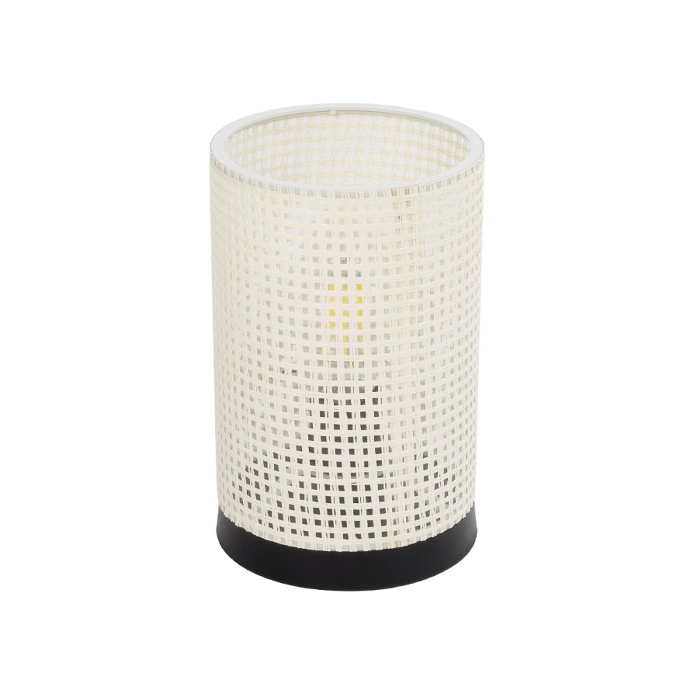 GloboStar® CYLINDER 203-0184 Μοντέρνο Επιτραπέζιο Φωτιστικό Πορτατίφ Μονόφωτο 1 x E27 IP20 Μαύρο Μέταλλο με Λευκό Πλαστικό - Μ14 x Π14 x Υ21cm