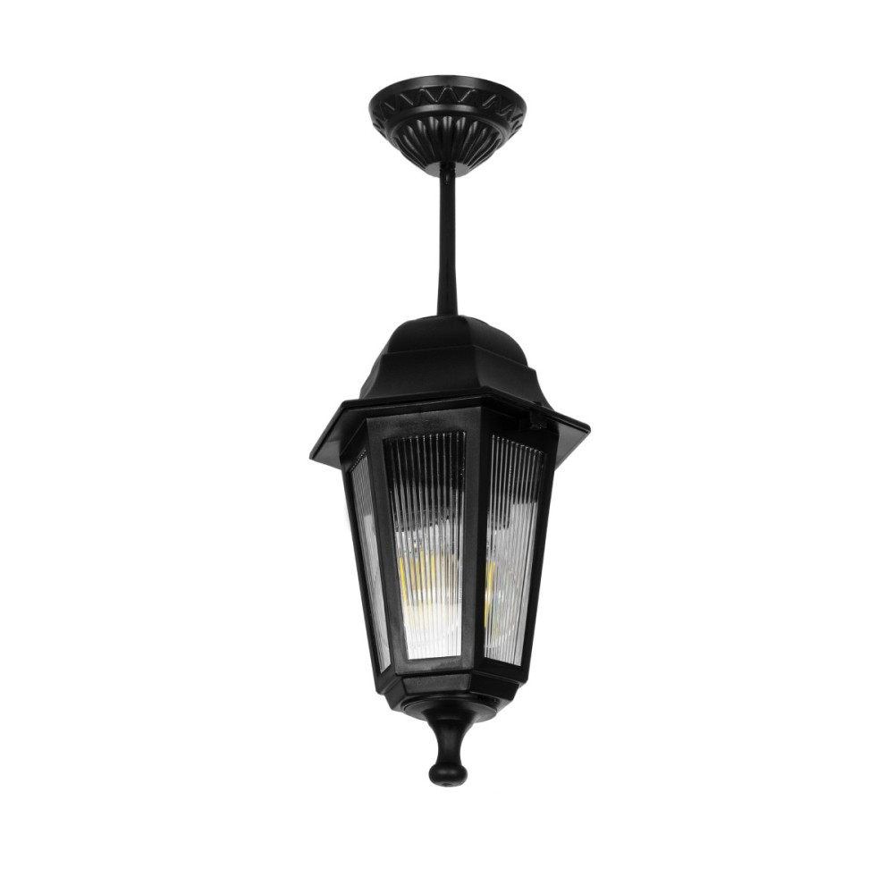 GloboStar® VITRO 203-0189 Vintage Κρεμαστό Φωτιστικό Φαναράκι Μονόφωτο 1 x E27 IP44 Μαύρο Πλαστικό - Μ17 x Π17 x Υ28cm
