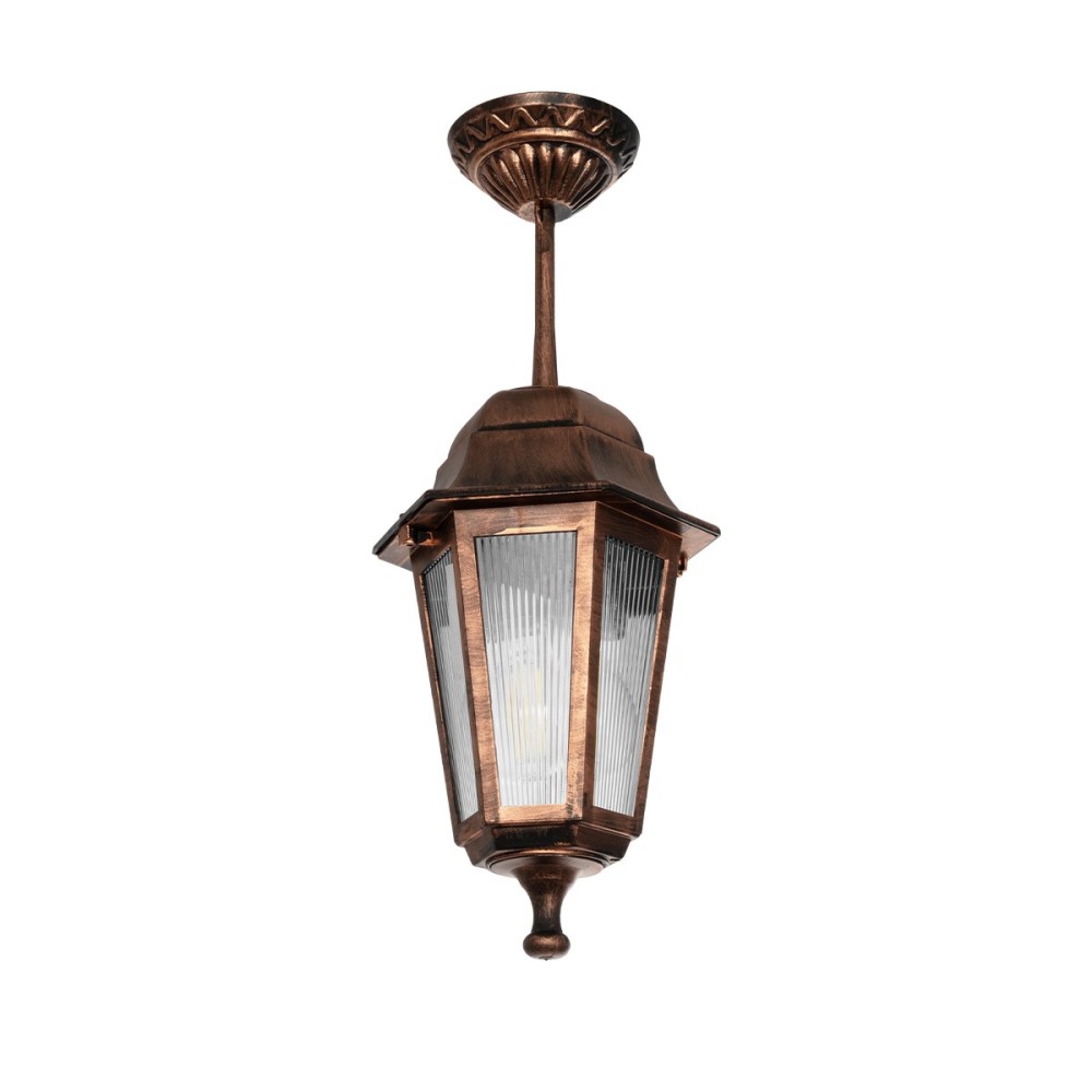 GloboStar® VITRO 203-0194 Vintage Κρεμαστό Φωτιστικό Φαναράκι Μονόφωτο 1 x E27 IP44 Χάλκινο Πλαστικό - Μ17 x Π17 x Υ28cm