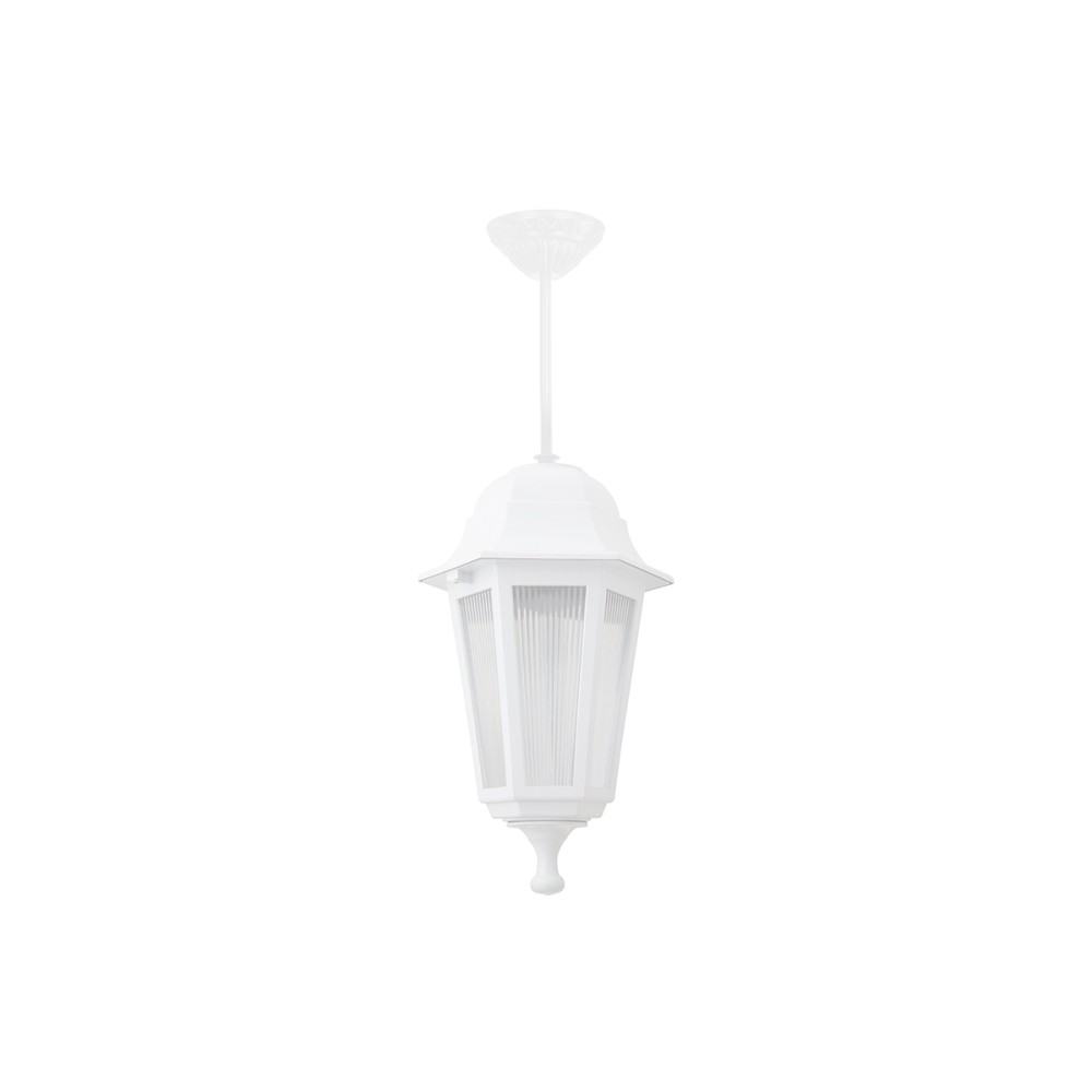 GloboStar® VITRO 203-0199 Vintage Κρεμαστό Φωτιστικό Φαναράκι Μονόφωτο 1 x E27 IP44 Λευκό Πλαστικό Σώμα - Μ16 x Π16 x Υ48cm