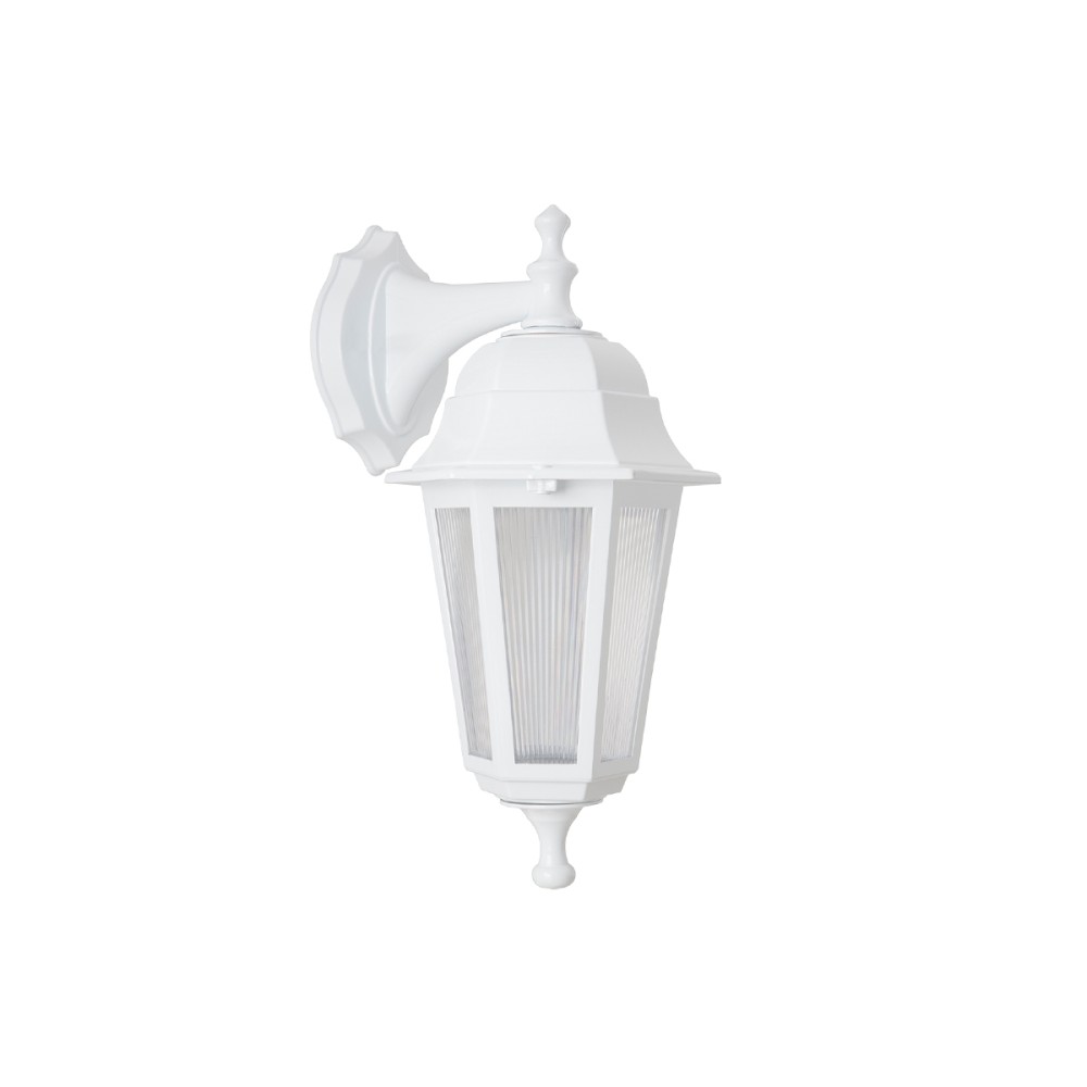 GloboStar® VITRO 203-0201 Vintage Επιτοίχιο Φωτιστικό Φαναράκι Μονόφωτο 1 x E27 IP44 Λευκό Πλαστικό Σώμα - Μ19 x Π16 x Υ39cm