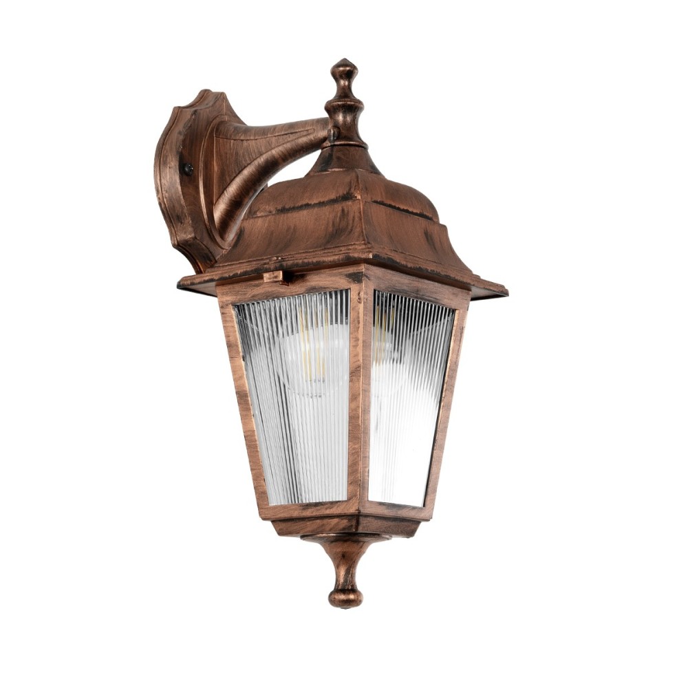 GloboStar® SOLME 203-0216 Vintage Επιτοίχιο Φωτιστικό Φαναράκι Μονόφωτο 1 x E27 IP44 Χάλκινο Πλαστικό - Μ19 x Π20 x Υ35cm