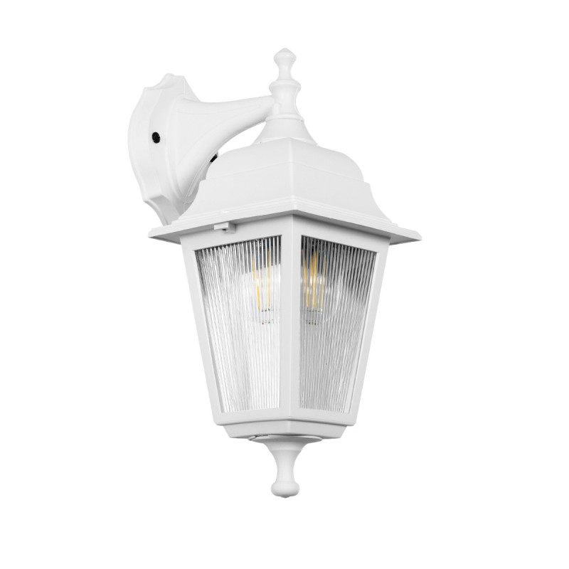 GloboStar® SOLME 203-0221 Vintage Επιτοίχιο Φωτιστικό Φαναράκι Μονόφωτο 1 x E27 IP44 Λευκό Πλαστικό - Μ15 x Π20 x Υ35cm