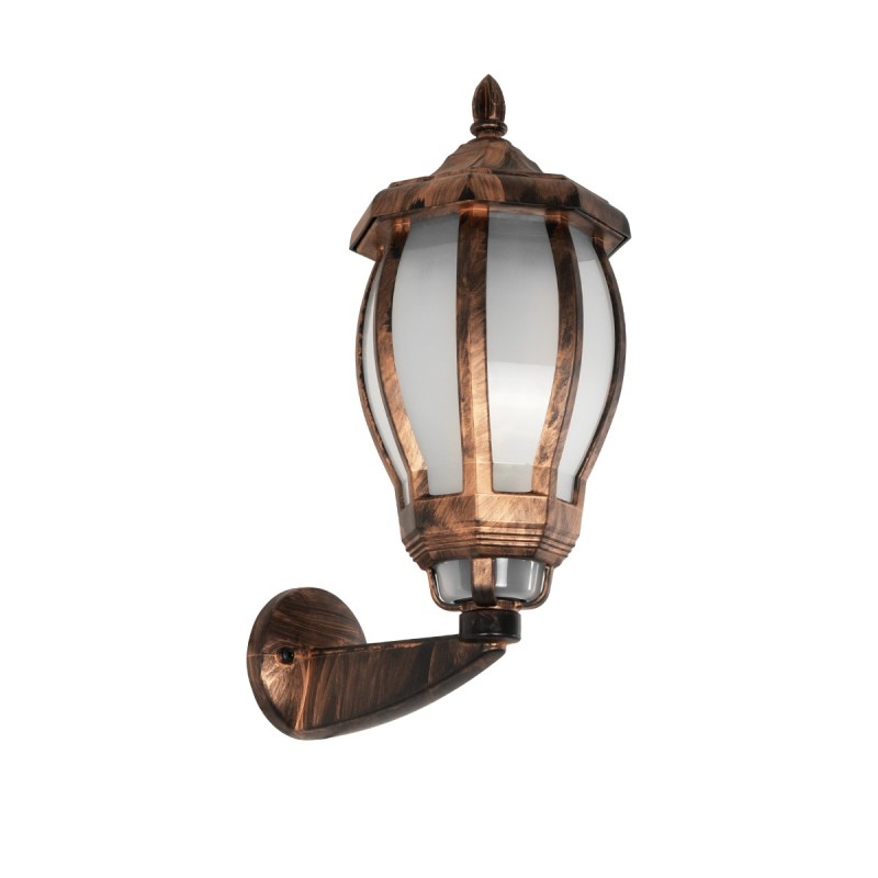 GloboStar® VERDI 203-0233 Vintage Επιτοίχιο Φωτιστικό Φαναράκι Μονόφωτο 1 x E27 IP44 Χάλκινο Πλαστικό - Μ23 x Π17 x Υ40cm