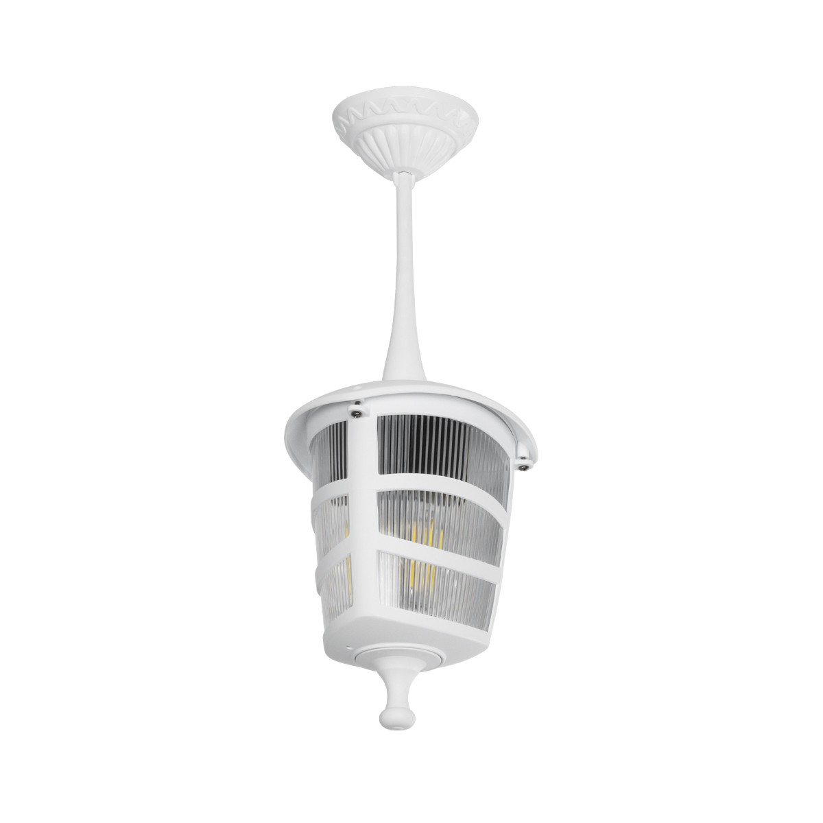 GloboStar® ZARDIN 203-0237 Vintage Κρεμαστό Φωτιστικό Φαναράκι Μονόφωτο 1 x E27 IP44 Λευκό Πλαστικό Σώμα - Μ17 x Π17 x Υ42cm