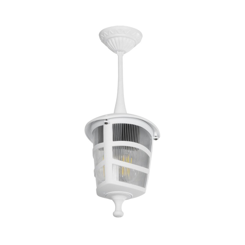 GloboStar® ZARDIN 203-0237 Vintage Κρεμαστό Φωτιστικό Φαναράκι Μονόφωτο 1 x E27 IP44 Λευκό Πλαστικό - Μ17 x Π17 x Υ22cm