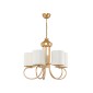 GloboStar® TRITON 203-0254 Vintage Κρεμαστό Φωτιστικό Καπέλο Πολύφωτο 5 x E27 IP20 Χρυσό Μέταλλο με Μπέζ Ύφασμα - Μ50 x Π50 x Υ48cm
