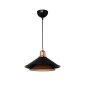GloboStar® FERRO 203-0269 Μοντέρνο Κρεμαστό Φωτιστικό Καμπάνα Μονόφωτο 1 x E27 IP20 Μαύρο & Χάλκινο Πλαστικό - Μ30 x Π30 x Υ19cm