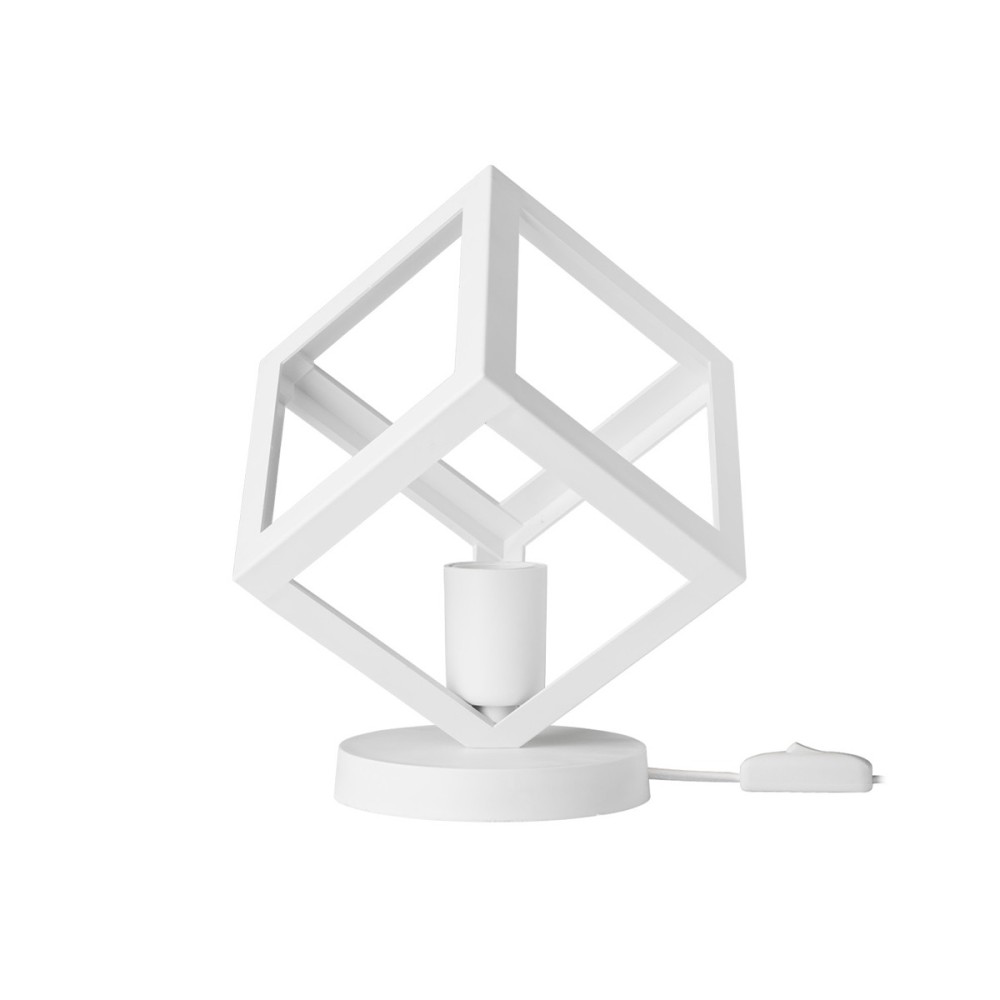 GloboStar® DISE 203-0273 Μοντέρνο Eπιτραπέζιο Φωτιστικό Μονόφωτο 1 x E27 IP20 Λευκό Πλαστικό - Μ28 x Π28 x Υ29cm
