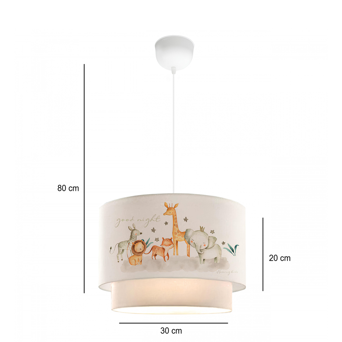 GloboStar® GIRAFFE 204-0007 Παιδικό Κρεμαστό Φωτιστικό Φιγούρα Μονόφωτο 1 x E27 IP20 Λευκό Ύφασμα - Μ30 x Π30 x Υ70cm