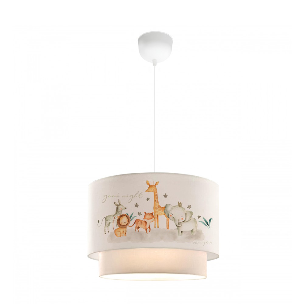 GloboStar® GIRAFFE 204-0007 Παιδικό Κρεμαστό Φωτιστικό Φιγούρα Μονόφωτο 1 x E27 IP20 Λευκό Ύφασμα - Μ30 x Π30 x Υ70cm