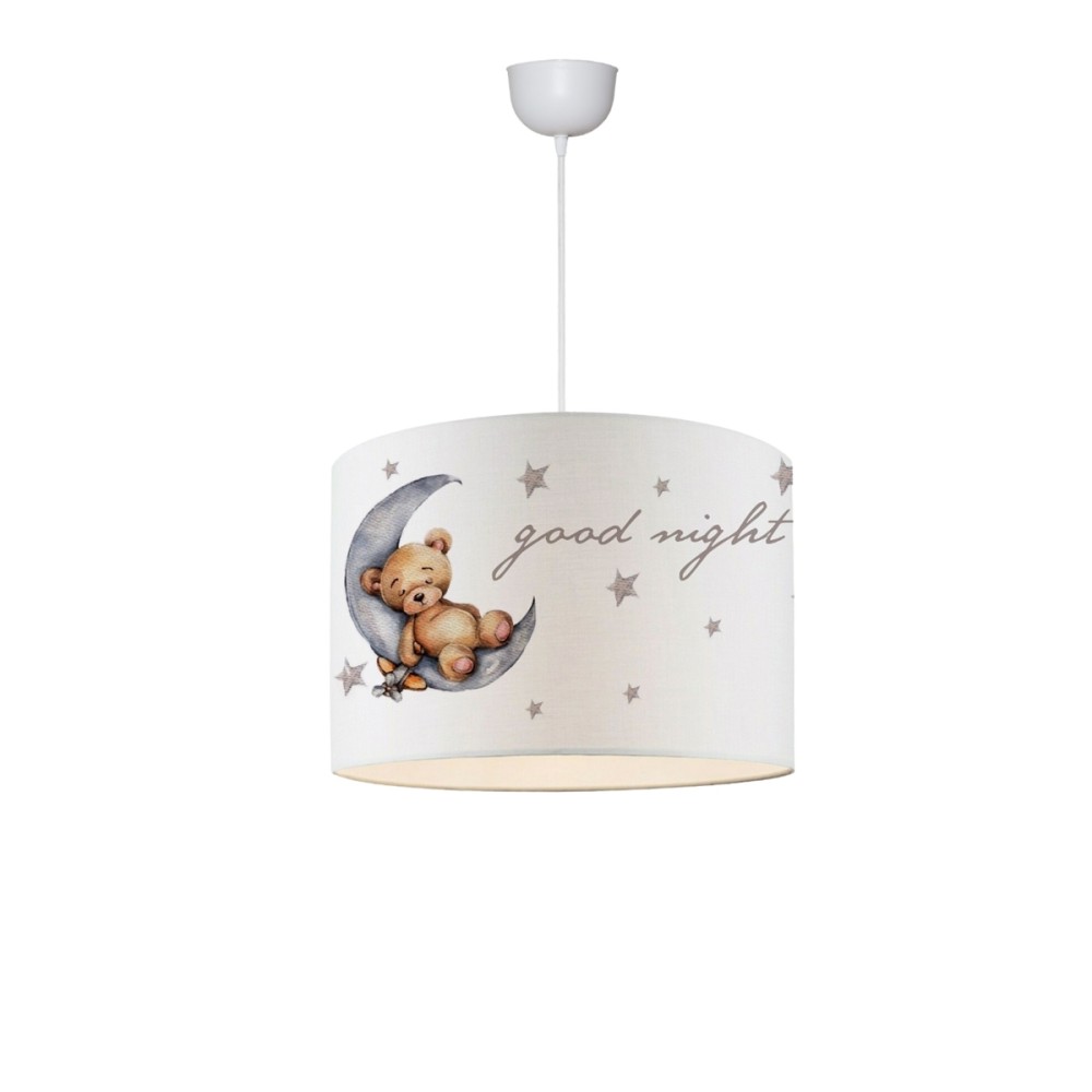 GloboStar® MOON 204-0013 Παιδικό Κρεμαστό Φωτιστικό Φιγούρα Μονόφωτο 1 x E27 IP20 Λευκό Ύφασμα - Μ28 x Π28 x Υ70cm