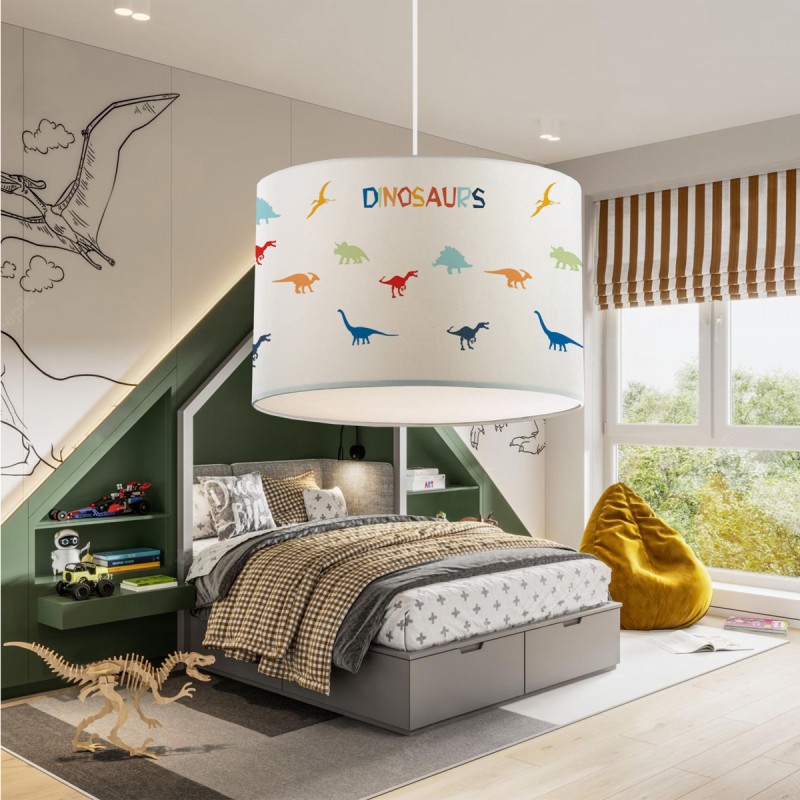 GloboStar® DINO 204-0014 Παιδικό Κρεμαστό Φωτιστικό Φιγούρα Μονόφωτο 1 x E27 IP20 Πολύχρωμο Ύφασμα - Μ28 x Π28 x Υ24cm