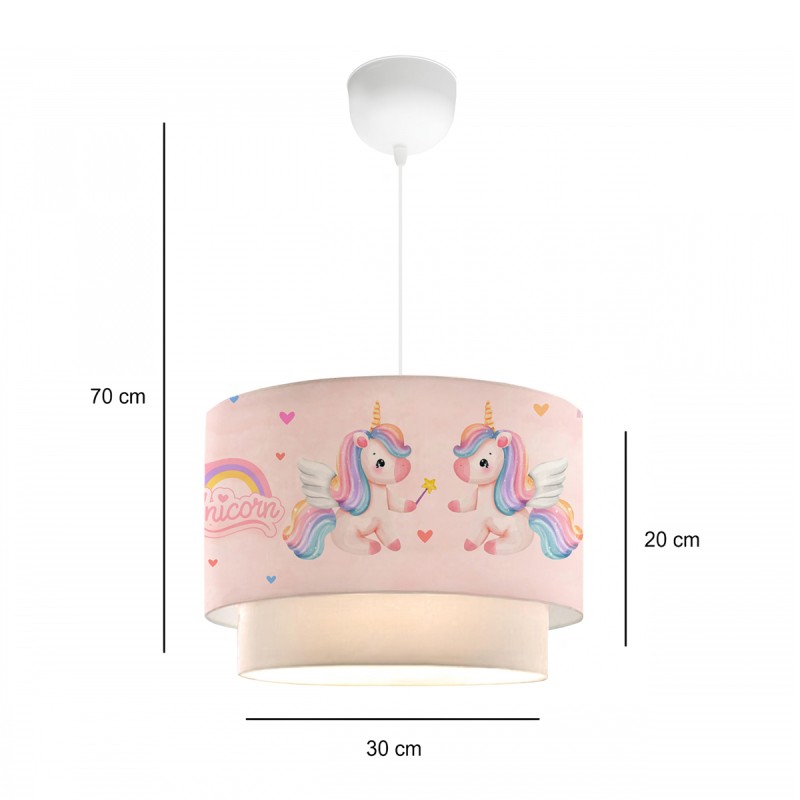 GLOBOSTAR® PONY 204-0016 Παιδικό Κρεμαστό Φωτιστικό Οροφής με Ντουί 1 x E27 AC 220-240V IP20 - Ροζ - Μ30 x Π30 x Υ24cm