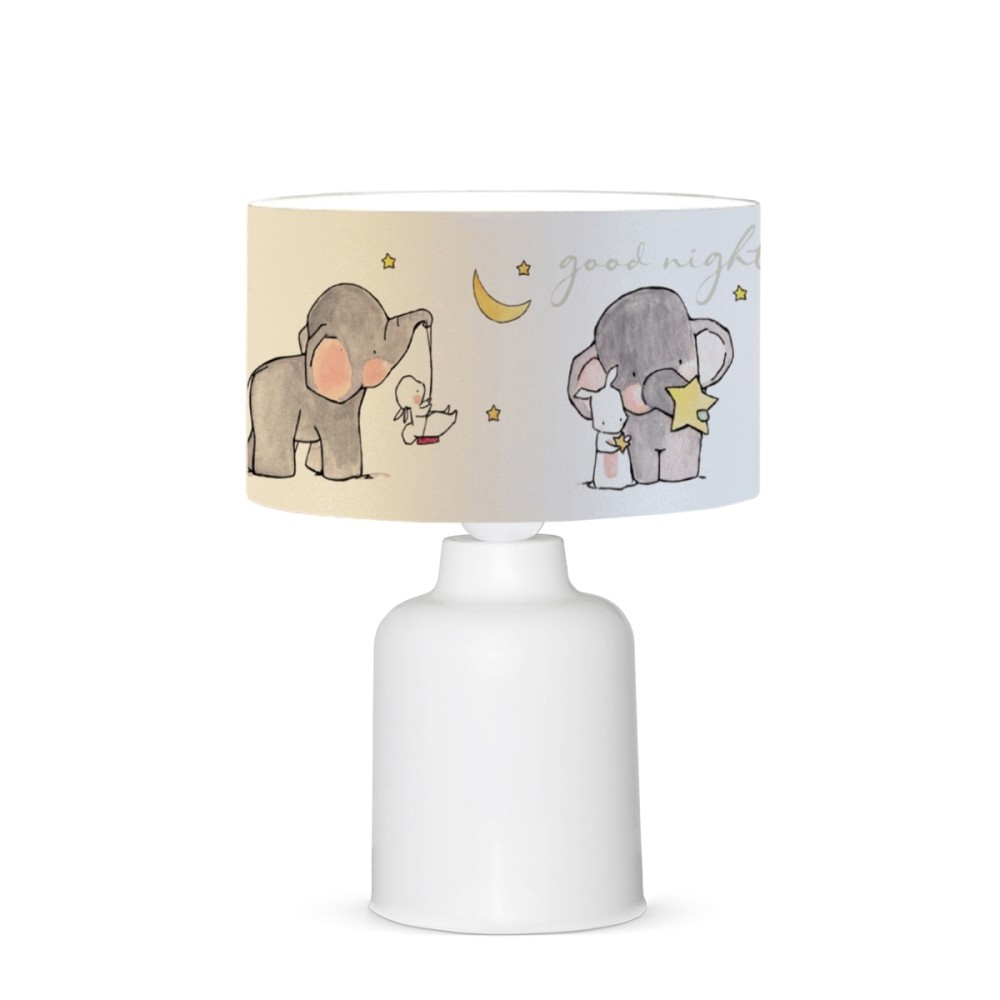 GloboStar® ELEPHANT 204-0025 Παιδικό Eπιτραπέζιο Φωτιστικό Πορτατίφ Μονόφωτο 1 x E27 IP20 Πολύχρωμο Ύφασμα με Λευκό Πλαστικό - Μ24 x Π24 x Υ32cm