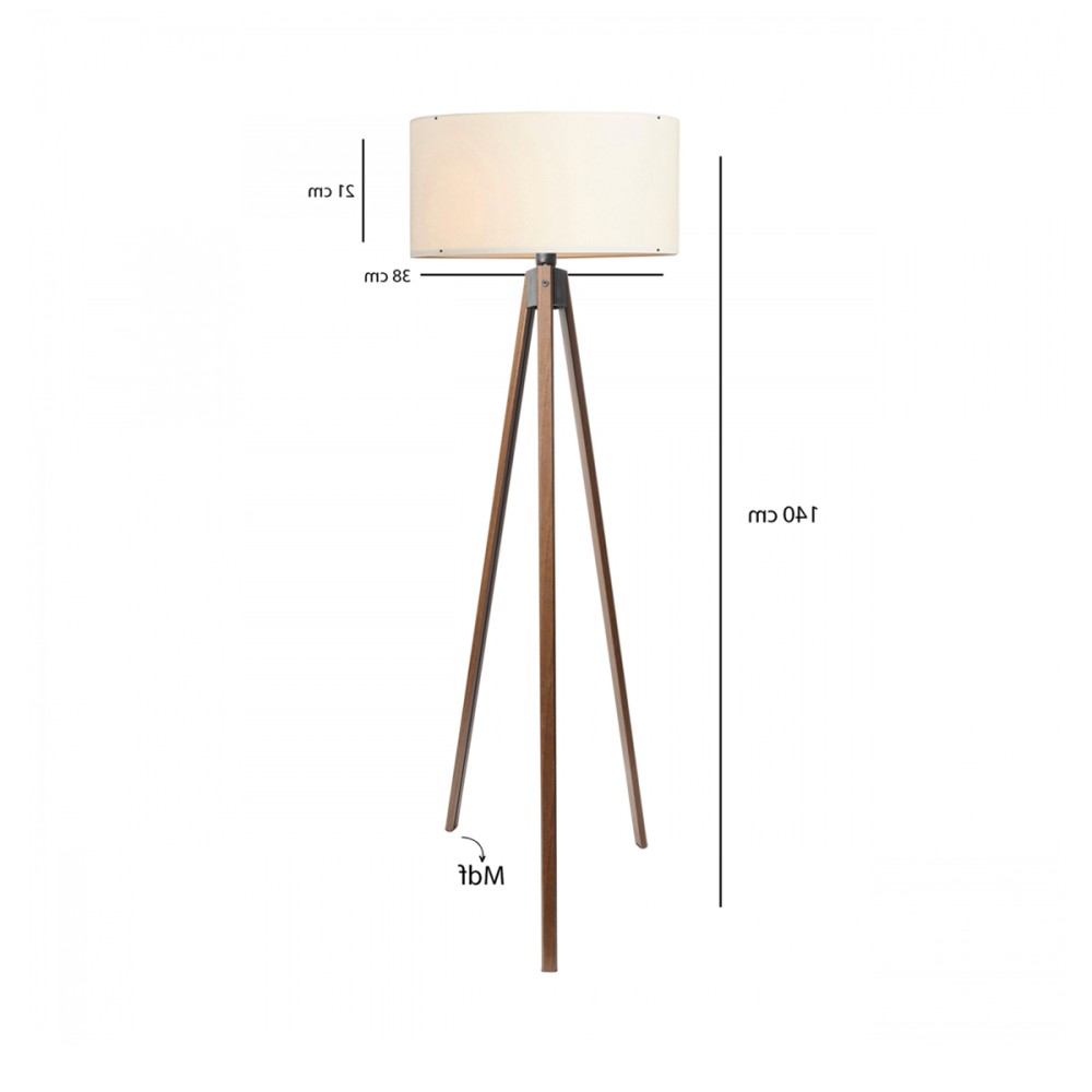 GloboStar® SAGA 204-0031 Μοντέρνο Eπιδαπέδιο Φωτιστικό Μονόφωτο 1 x E27 IP20 Καφέ Ξύλο με Μπεζ Ύφασμα - Μ38 x Π38 x Υ140cm
