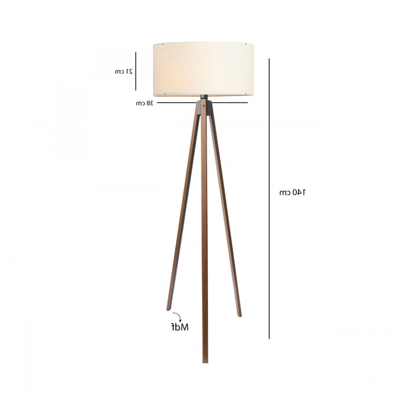 GloboStar® SAGA 204-0031 Μοντέρνο Eπιδαπέδιο Φωτιστικό Μονόφωτο 1 x E27 IP20 Καφέ Ξύλο με Μπεζ Ύφασμα - Μ38 x Π38 x Υ140cm