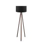 GloboStar® SAGA 204-0038 Μοντέρνο Eπιδαπέδιο Φωτιστικό Μονόφωτο 1 x E27 IP20 Καρυδί Ξύλο με Μαύρο Ύφασμα - Μ38 x Π38 x Υ140cm
