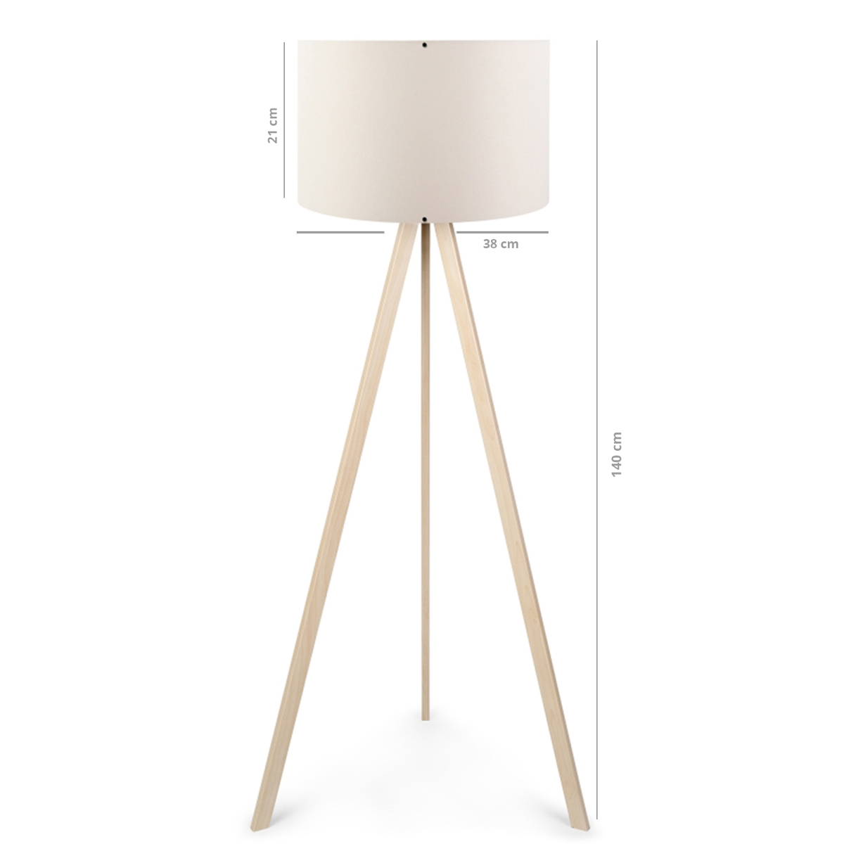 GloboStar® SAGA 204-0046 Μοντέρνο Eπιδαπέδιο Φωτιστικό Μονόφωτο 1 x E27 IP20 Μπεζ Ξύλο με Λευκό Ύφασμα - Μ38 x Π38 x Υ140cm