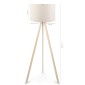 GloboStar® SAGA 204-0046 Μοντέρνο Eπιδαπέδιο Φωτιστικό Μονόφωτο 1 x E27 IP20 Μπεζ Ξύλο με Λευκό Ύφασμα - Μ38 x Π38 x Υ140cm
