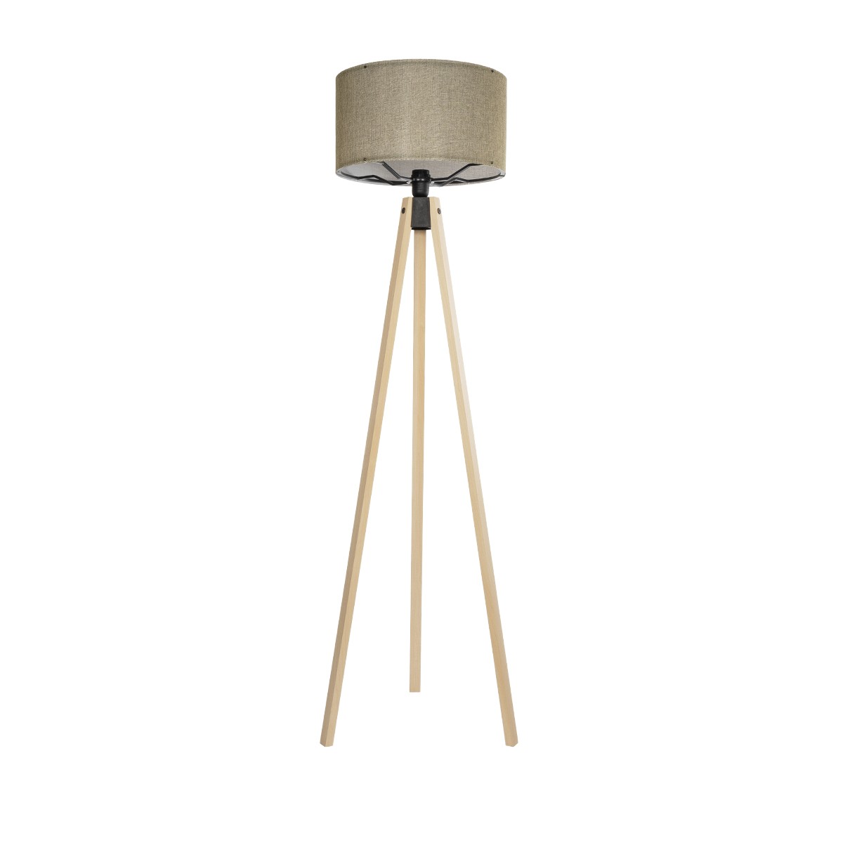 GloboStar® SAGA 204-0047 Μοντέρνο Eπιδαπέδιο Φωτιστικό Μονόφωτο 1 x E27 IP20 Μπεζ Ξύλο με Πράσινο Ύφασμα - Μ38 x Π38 x Υ140cm