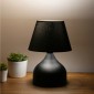 GloboStar® PYRAMID 204-0058 Μοντέρνο Eπιτραπέζιο Φωτιστικό Μονόφωτο 1 x E27 IP20 Μαύρο Μέταλλο με Μαύρο Ύφασμα - Μ22 x Π22 x Υ30cm