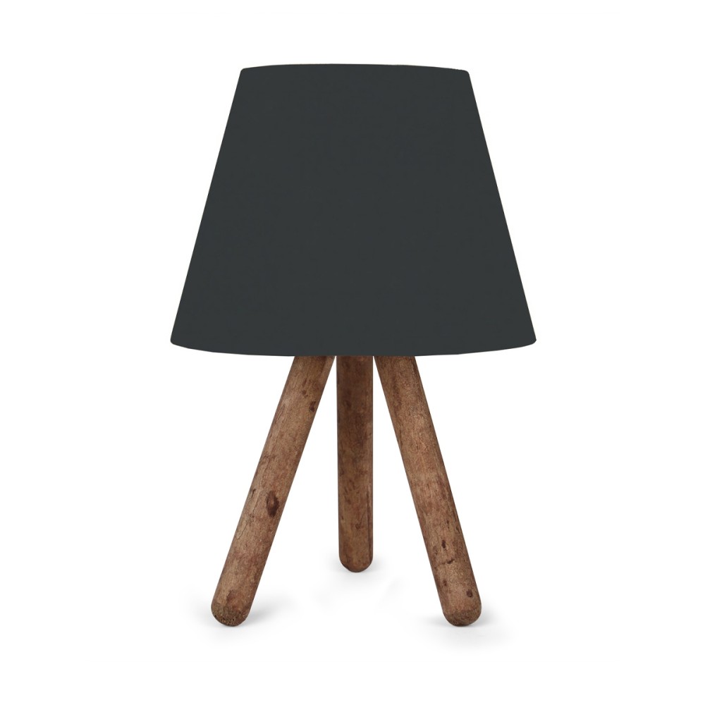 GloboStar® CAP 204-0068 Μοντέρνο Eπιτραπέζιο Φωτιστικό Πορτατίφ Μονόφωτο 1 x E27 IP20 Καρυδί Ξύλο με Μαύρο Ύφασμα - Μ22 x Π22 x Υ33cm