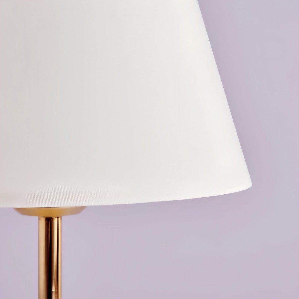 GloboStar® GLOSSY 204-0071 Μοντέρνο Eπιτραπέζιο Φωτιστικό Πορτατίφ Μονόφωτο 1 x E27 IP20 Χρυσό Μέταλλο με Λευκό Ύφασμα - Μ22 x Π22 x Υ37cm