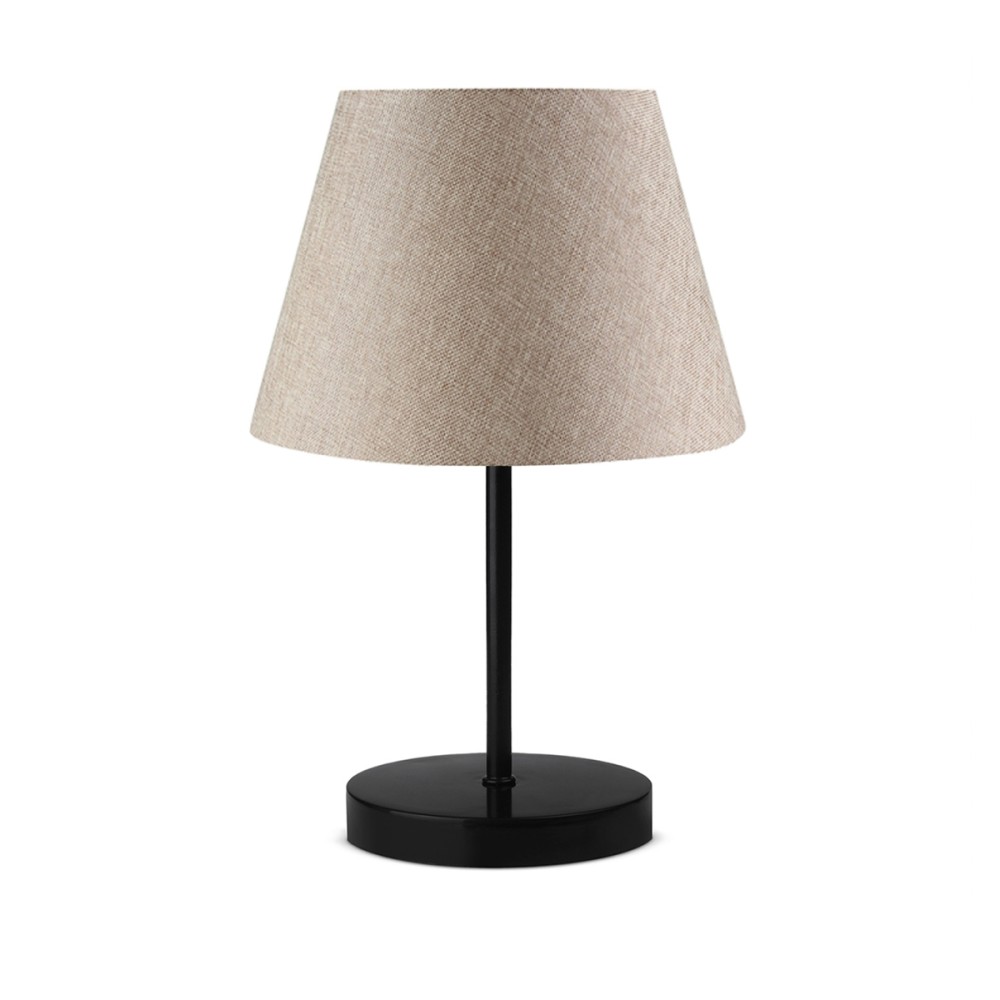 GloboStar® LARA 204-0073 Μοντέρνο Eπιτραπέζιο Φωτιστικό Πορτατίφ Μονόφωτο 1 x E27 IP20 Μαύρο Μέταλλο με Μπεζ Ύφασμα - Μ22 x Π22 x Υ36cm