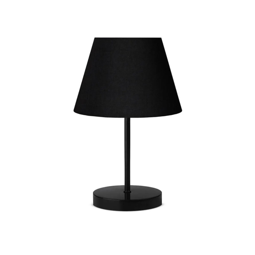 GloboStar® LARA 204-0074 Μοντέρνο Eπιτραπέζιο Φωτιστικό Πορτατίφ Μονόφωτο 1 x E27 IP20 Μαύρο Μέταλλο με Μαύρο Ύφασμα - Μ22 x Π22 x Υ36cm
