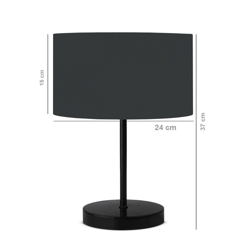 GloboStar® LARA 204-0076 Μοντέρνο Eπιτραπέζιο Φωτιστικό Πορτατίφ Μονόφωτο 1 x E27 IP20 Μαύρο Μέταλλο με Μαύρο Ύφασμα - Μ24 x Π24 x Υ35cm