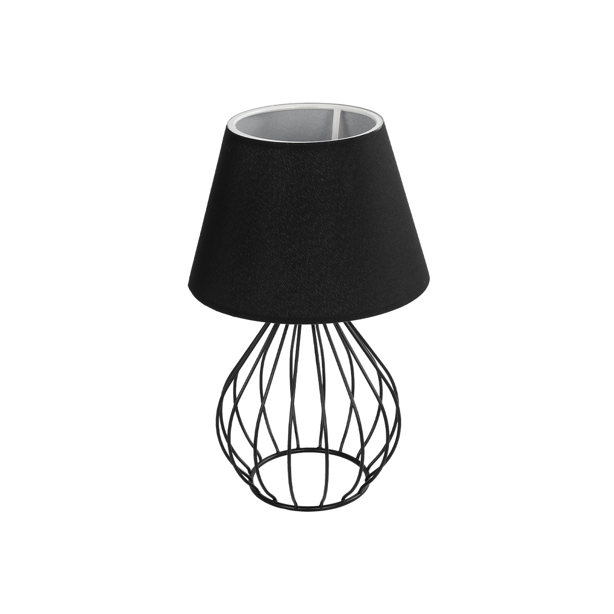 GloboStar® CLASS 204-0080 Μοντέρνο Eπιτραπέζιο Φωτιστικό Μονόφωτο 1 x E27 IP20 Μαύρο Μέταλλο με Μαύρο Ύφασμα - Μ22 x Π22 x Υ36cm