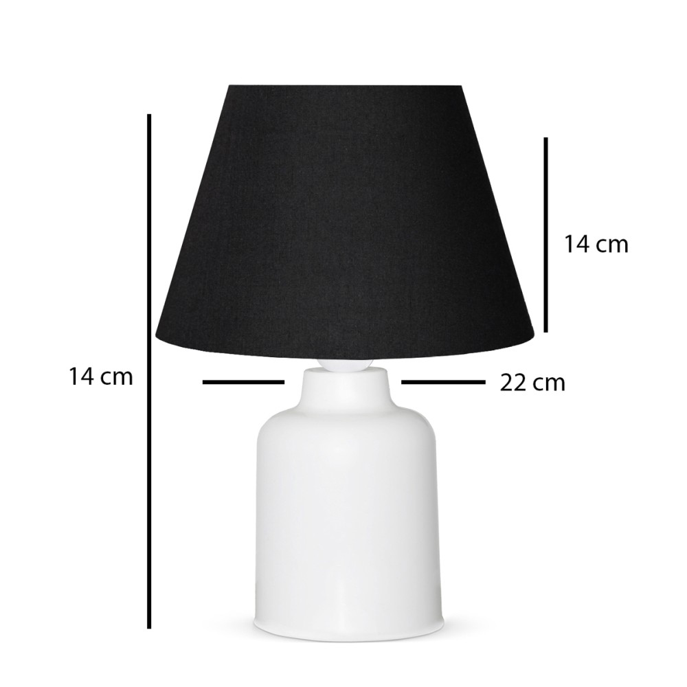 GloboStar® CIA 204-0081 Μοντέρνο Eπιτραπέζιο Φωτιστικό Πορτατίφ Μονόφωτο 1 x E27 IP20 Λευκό Πλαστικό με Μαύρο Ύφασμα - Μ24 x Π24 x Υ31cm
