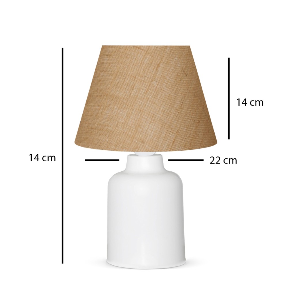 GloboStar® CIA 204-0082 Μοντέρνο Eπιτραπέζιο Φωτιστικό Πορτατίφ Μονόφωτο 1 x E27 IP20 Λευκό Πλαστικό με Μπεζ Ύφασμα - Μ24 x Π24 x Υ31cm