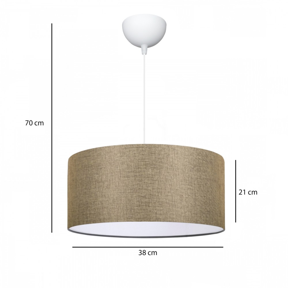 GloboStar® LOFTY 204-0090 Μοντέρνο Κρεμαστό Φωτιστικό Kαπέλο Μονόφωτο 1 x E27 IP20 Μπεζ Ύφασμα - Μ38 x Π38 x Υ26cm