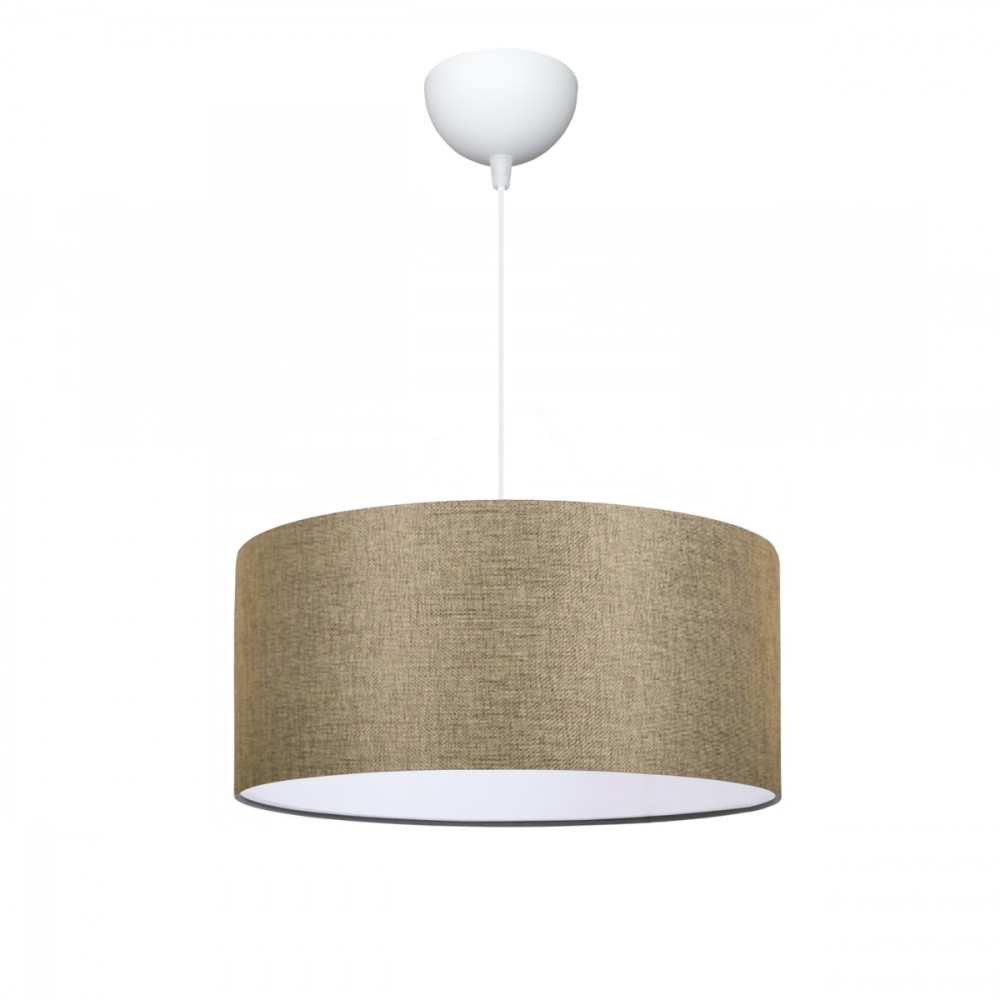 GloboStar® LOFTY 204-0090 Μοντέρνο Κρεμαστό Φωτιστικό Kαπέλο Μονόφωτο 1 x E27 IP20 Μπεζ Ύφασμα - Μ38 x Π38 x Υ26cm
