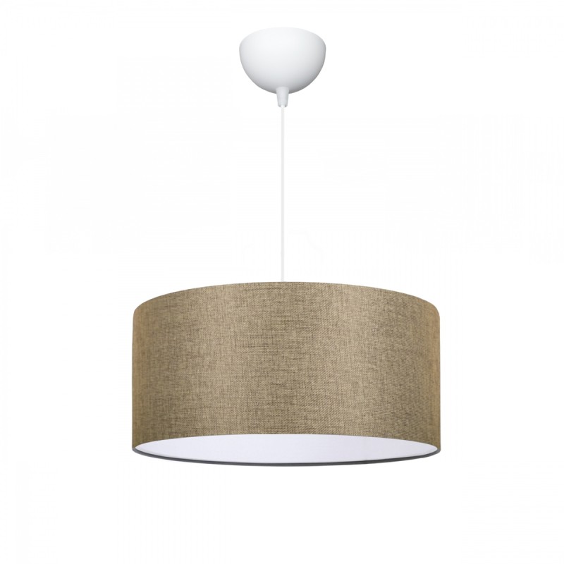 GloboStar® LOFTY 204-0090 Μοντέρνο Κρεμαστό Φωτιστικό Kαπέλο Μονόφωτο 1 x E27 IP20 Μπεζ Ύφασμα - Μ38 x Π38 x Υ26cm