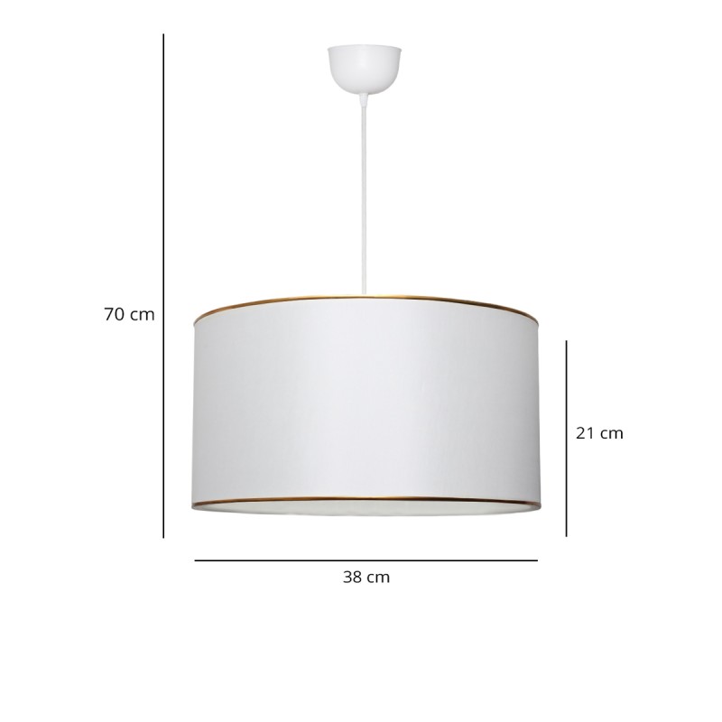 GloboStar® LOFTY 204-0091 Μοντέρνο Κρεμαστό Φωτιστικό Kαπέλο Μονόφωτο 1 x E27 IP20 Λευκό Ύφασμα - Μ38 x Π38 x Υ26cm
