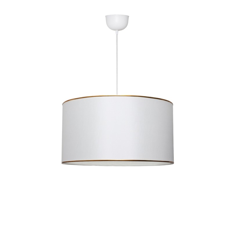 GloboStar® LOFTY 204-0091 Μοντέρνο Κρεμαστό Φωτιστικό Kαπέλο Μονόφωτο 1 x E27 IP20 Λευκό Ύφασμα - Μ38 x Π38 x Υ26cm