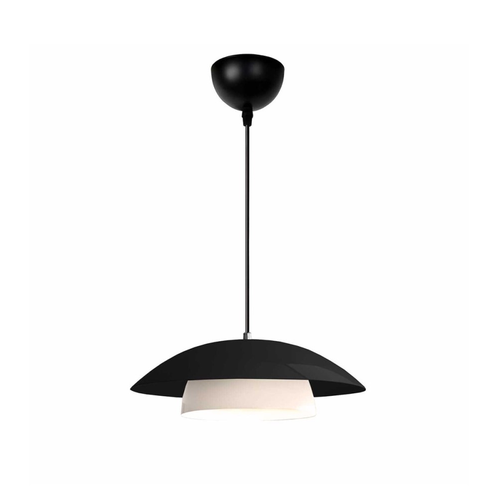 GloboStar® AURA 204-0117 Μοντέρνο Κρεμαστό Φωτιστικό Καμπάνα Μονόφωτο 1 x E27 IP20 Μαύρο & Λευκό Μέταλλο - Μ31 x Π31 x Υ27cm