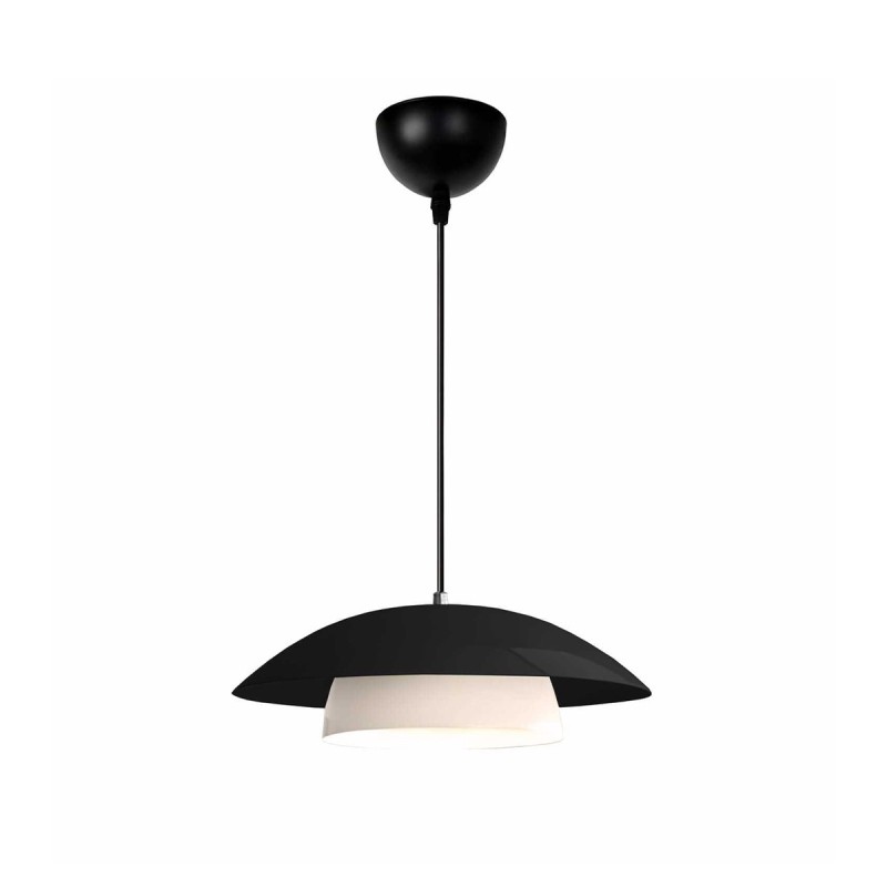GloboStar® AURA 204-0117 Μοντέρνο Κρεμαστό Φωτιστικό Καμπάνα Μονόφωτο 1 x E27 IP20 Μαύρο & Λευκό Μέταλλο - Μ31 x Π31 x Υ27cm