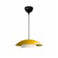 GloboStar® AURA 204-0118 Μοντέρνο Κρεμαστό Φωτιστικό Καμπάνα Μονόφωτο 1 x E27 IP20 Κίτρινο & Λευκό Μέταλλο - Μ31 x Π31 x Υ27cm