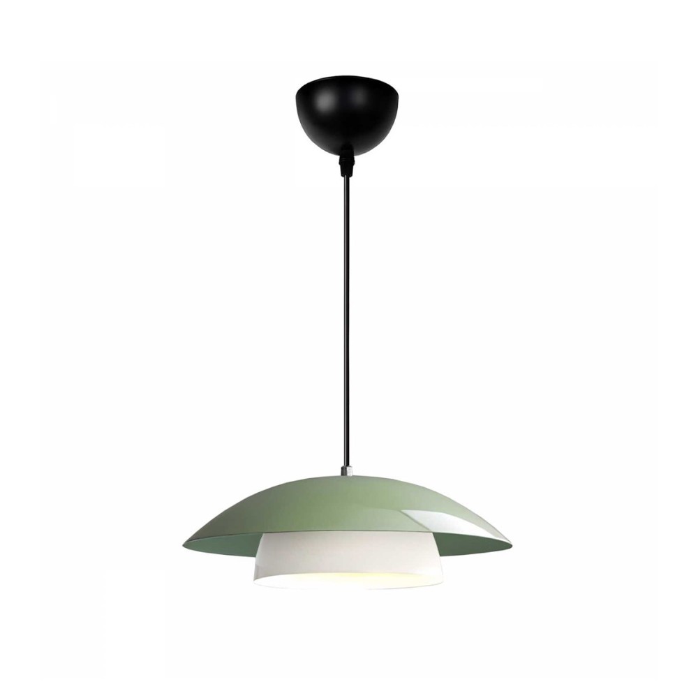 GloboStar® AURA 204-0119 Μοντέρνο Κρεμαστό Φωτιστικό Καμπάνα Μονόφωτο 1 x E27 IP20 Πράσινο & Λευκό Μέταλλο - Μ31 x Π31 x Υ27cm