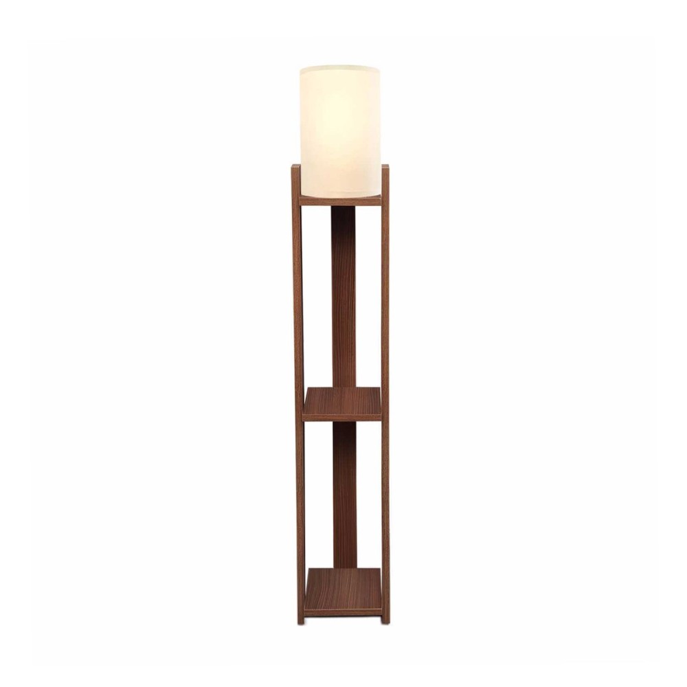 GloboStar® VENTORA 204-0125 Μοντέρνο Eπιδαπέδιο Φωτιστικό Μονόφωτο 1 x E27 IP20 Καφέ Ξύλο με Μπεζ Ύφασμα - Μ20 x Π20 x Υ142cm