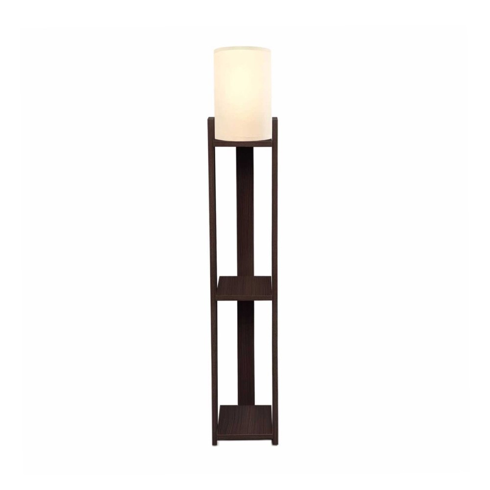 GloboStar® VENTORA 204-0126 Μοντέρνο Eπιδαπέδιο Φωτιστικό Μονόφωτο 1 x E27 IP20 Καφέ Ξύλο με Μπεζ Ύφασμα - Μ20 x Π20 x Υ142cm